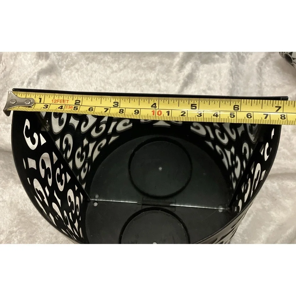 Mirrored Black Scrollwork Metal Sconce Wall or Table Decor Candle Holder